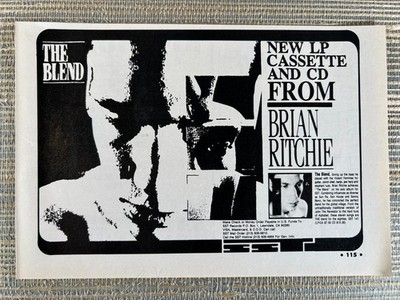 Brian Ritchie - The Blend SST Records Violent Femmes 1988 Vintage Print Ad