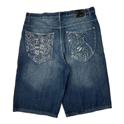 Old Skool Baggy Graphic Y2K Jeansshorts - 36 W 13 L blau Baumwollmischung