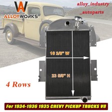 Upgraded 4 Rows Aluminum Radiator For 1934-1936 1935 Chevy Pickup Trucks V8 Us