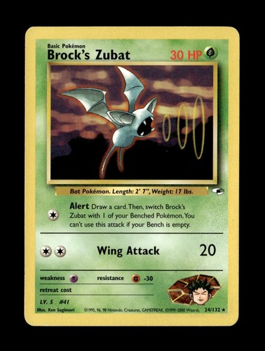Brock's Zubat (24) 024/132 Gym Heroes Rare Unlimited Pokemon TCG LP