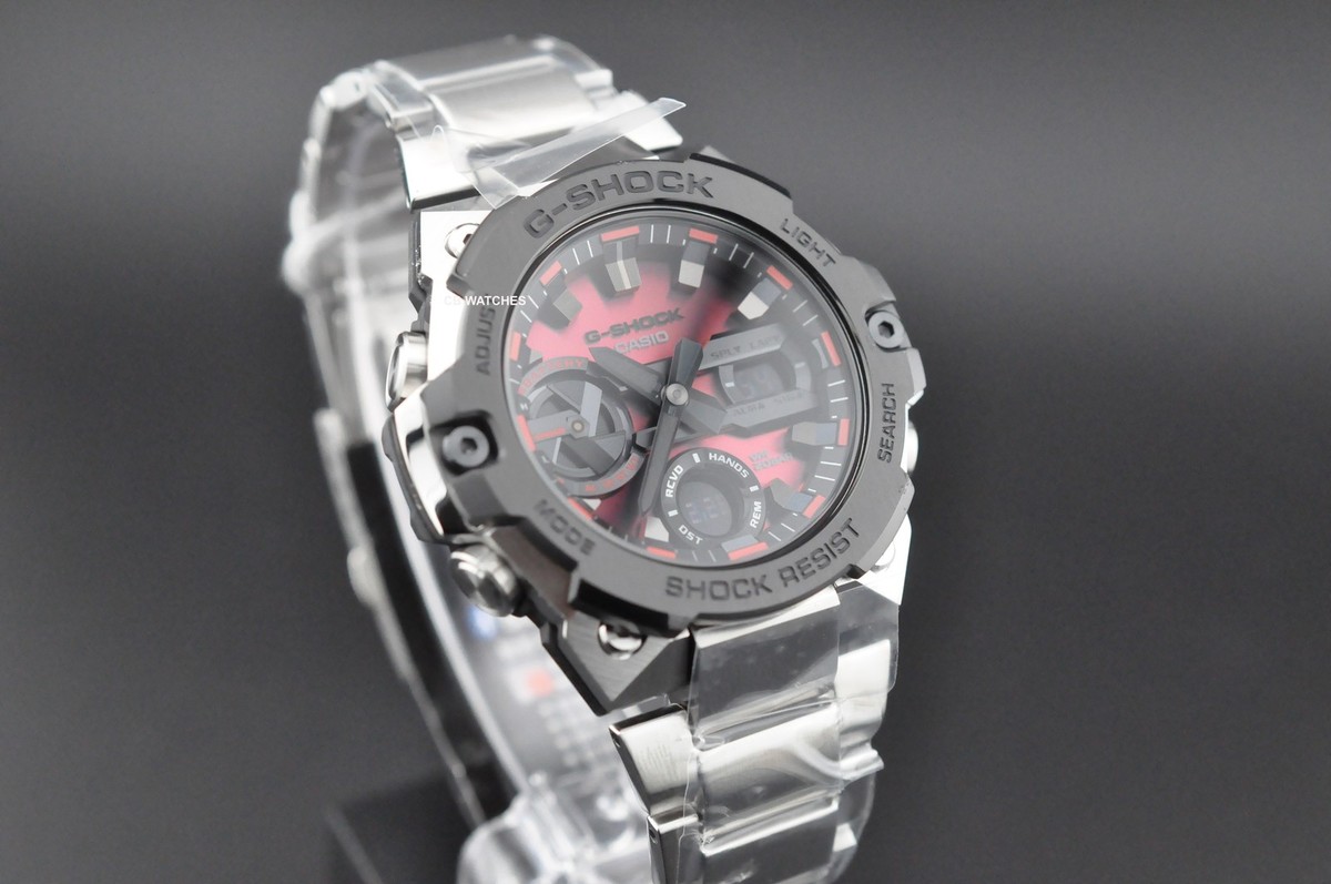 Casio G Shock GST-B400AD-1A4 G Steel Black Red Solar Bluetooth
