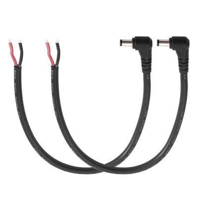 2Pcs 1FT 14AWG 15A 12V Right Angle DC Power Pigtails Cable, 5.5mm x 2.1mm Mal...
