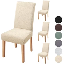 Chair Covers for Dining Room 4 Pack, Solid Stretch Dining Chair Covers, Washa...