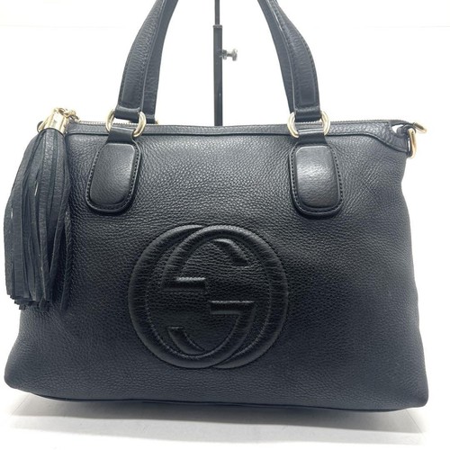 Gucci Soho Leather Satchel Crossbody Bag Interlocking Gg Logo Designer Handbag - Picture 2 of 10