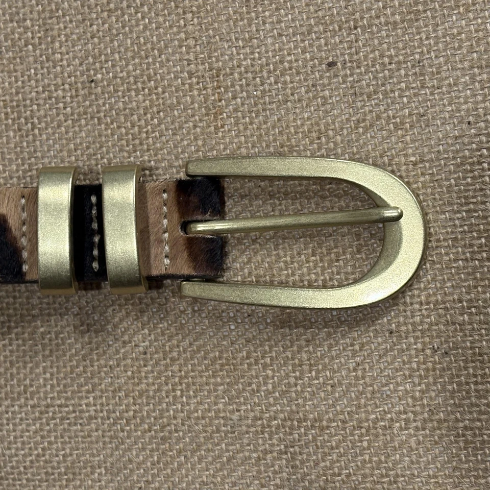 J. Cinturón Crew Mujer Medio Estampado Leopardo Teñido Pelo de becerro Cepillado Hebilla Dorada Foto 2 de 4