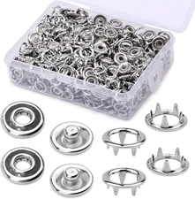 150 Sets Snap Button, 9.5Mm Metal Silver Snaps Buttons for Sewing and Crafting,