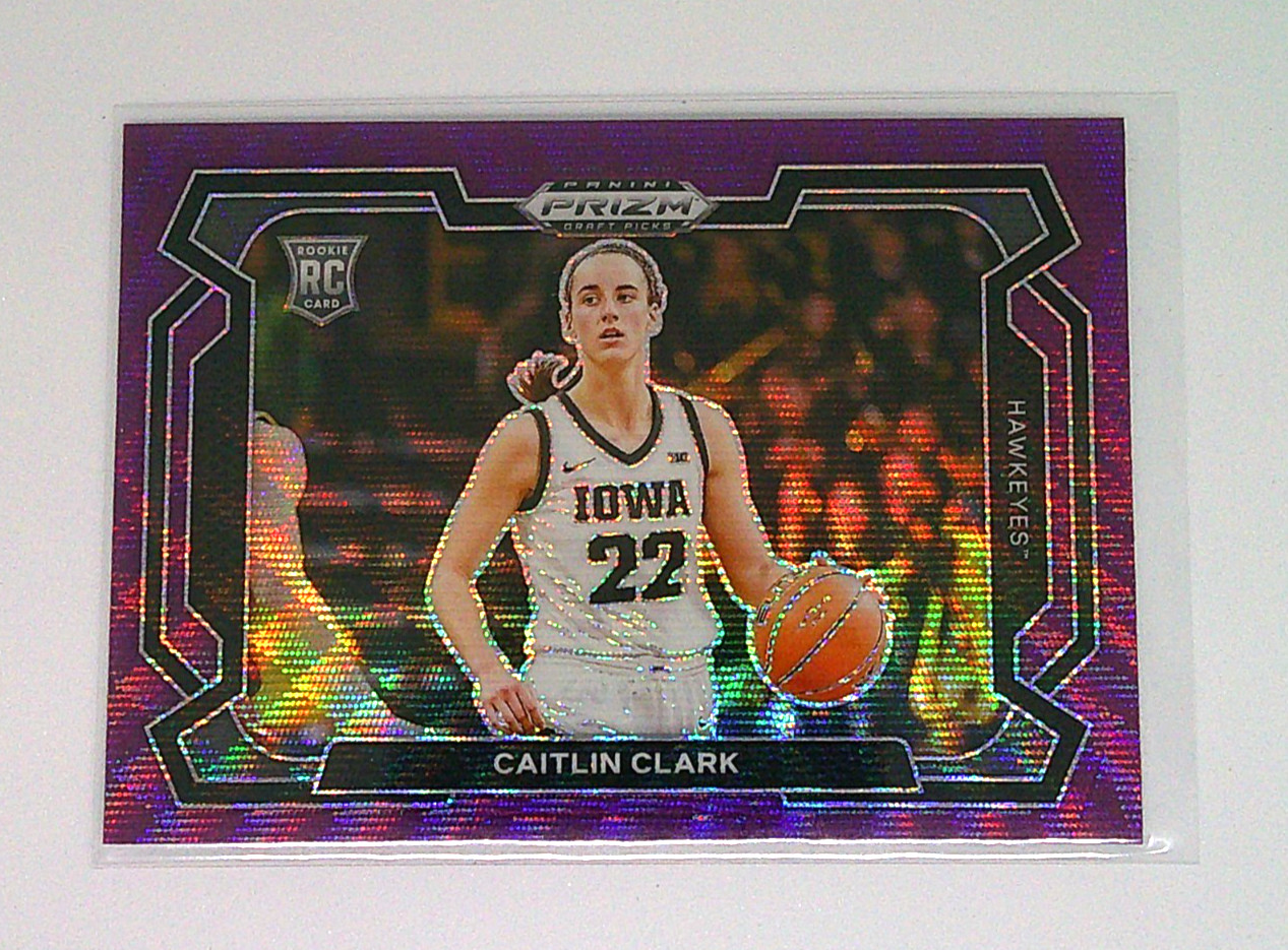 2024 Panini Prizm Draft Picks Caitlin Clark Purple Wave Variation #57 RC NM/MT