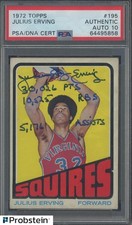 Julius Erving Dr. J HOF Signed Autograph 1972 Topps Rookie Card 195 PSA 10 AUTO