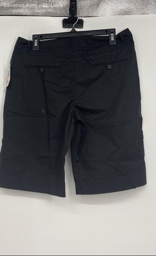 Michael Kors Womens Black Pleated Slash Pockets Classic Bermuda Shorts Size 10 - Picture 2 of 6