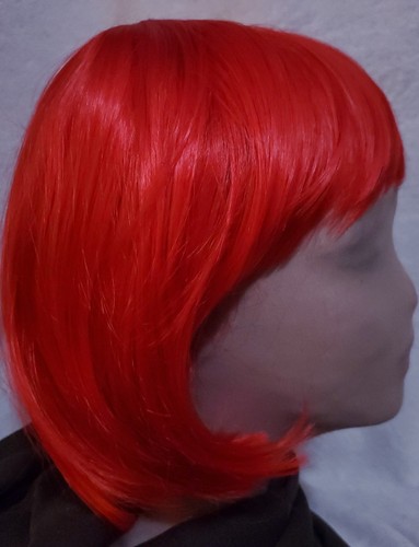 Short Straight Hair Bob Wig With Bangs Halloween Cosplay - Red. Synthetic - Picture 2 of 10