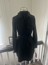 Guess Black Button Front Long Sleeve Belted Shirt Dress Size M NWT