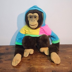 Vintage 1984 17" Childs Playmate Monkey Puppet Chimp Animal Plush Toy Play Doll