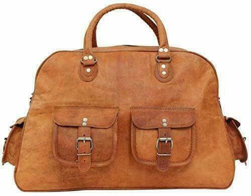 Goat Leather Travel Duffel Bag – Vintage Gym Weekend Luggage