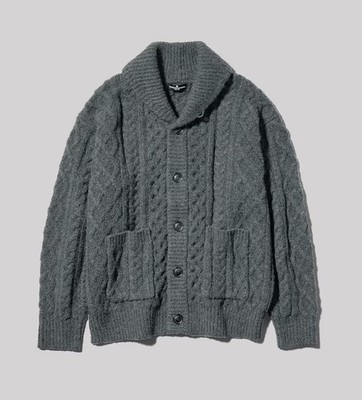 Engineered garments x GU Cable Shawl Collar Cardigan Grey size Medium