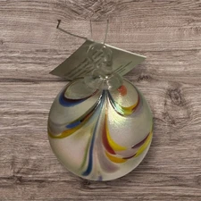 Glass Eye Studio Multicolor Swirl One Of A Kind Ornament Art Glass Decor NWT