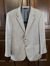Jos A Bank Signature 43R Men's Blazer Jacket Silk/Camel Hair Herringbone Gray