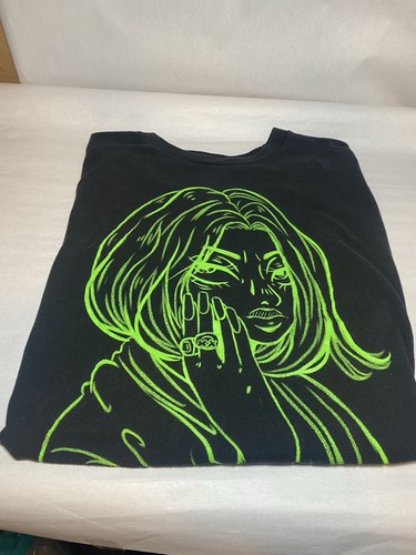 T-shirt maglietta grafica nera Billie Eilish nera unisex taglia: XXl - Foto 1 di 8