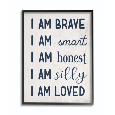 Stupell I am Loved Family Kids Word Blue Design Framed Wall  11 x 14