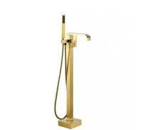 AKLFGN LDLT-002LSJ Freestanding Floor Mount Roman Tub Faucet Hand Shower Gold