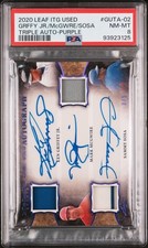 2020 LEAF ITG USED PURPLE KEN GRIFFEY JR./MARK MCGWIRE/SAMMY SOSA /5 PSA 8 AUTO