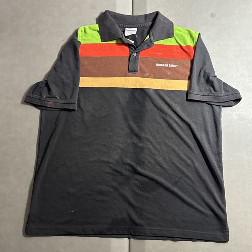 Camisa Polo Vintage Burger King Negra Retro Trabajo Empleado Uniforme Talla L/Grande