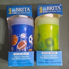 LOT OF 2 Kids BRITA Bottle with filter NEW Cleaner Filtered Tapwater Anywhere