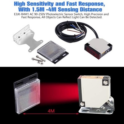 E3JK R4M1 Photoelectric Switch Kit DC 12 24V AC 90 250V 3A Sensor with Screws