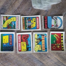 7 Retro vintage Art USA TRAVEL U.S. STATE Car Stickers Decals Caravan USA Made