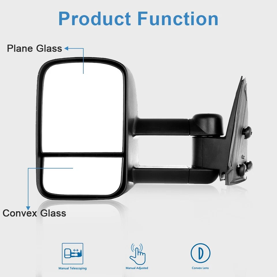 Pair Manual Tow Mirrors for 99-06 Chevy Silverado GMC Sierra 1500 2500HD 3500HD - Изображение 2 из 4