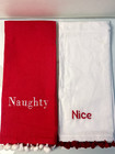 Set of 2 Sleigh Bell Bistro Christmas kitchen towel 15" x 25" Naughty nice