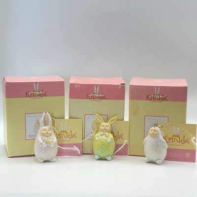 Dept 56 Set of 3 Krinkles Mini Bunny Ornaments Patience Brewster NIB 56.24974