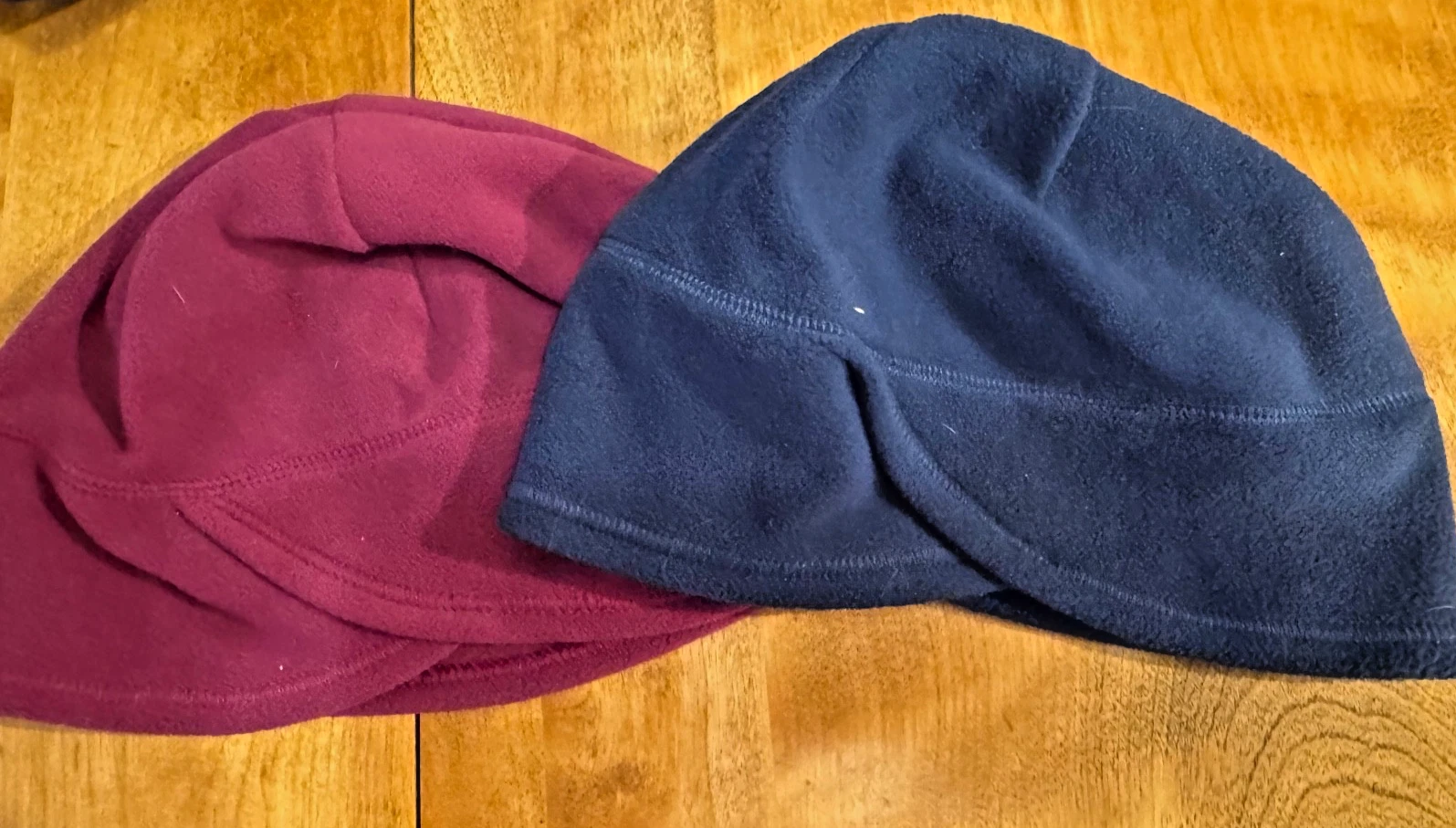Lands' End Maroon & Blue Winter Fleece Beanie Cap Size XL/L Lot of 2