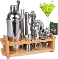 30Pcs Mixology Bartender Kit with Stand,  25Oz Bar Set Cocktail Shaker Set, Prof