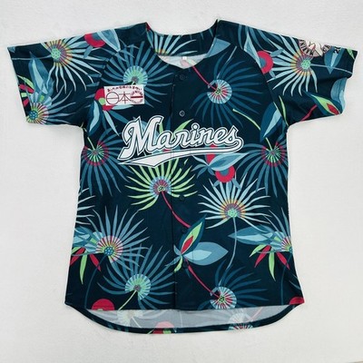 Chiba Lotte Marines Jersey Mens Large Blue Green Japan NPB Baseball Floral