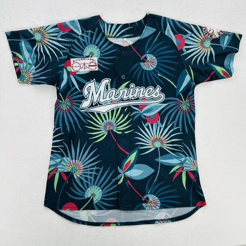 Chiba Lotte Marines Jersey Mens Large Blue Green Japan NPB Baseball Floral