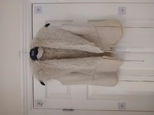Ladies Light Beige Faux Suede Fur Lined Gilet Size 8-10