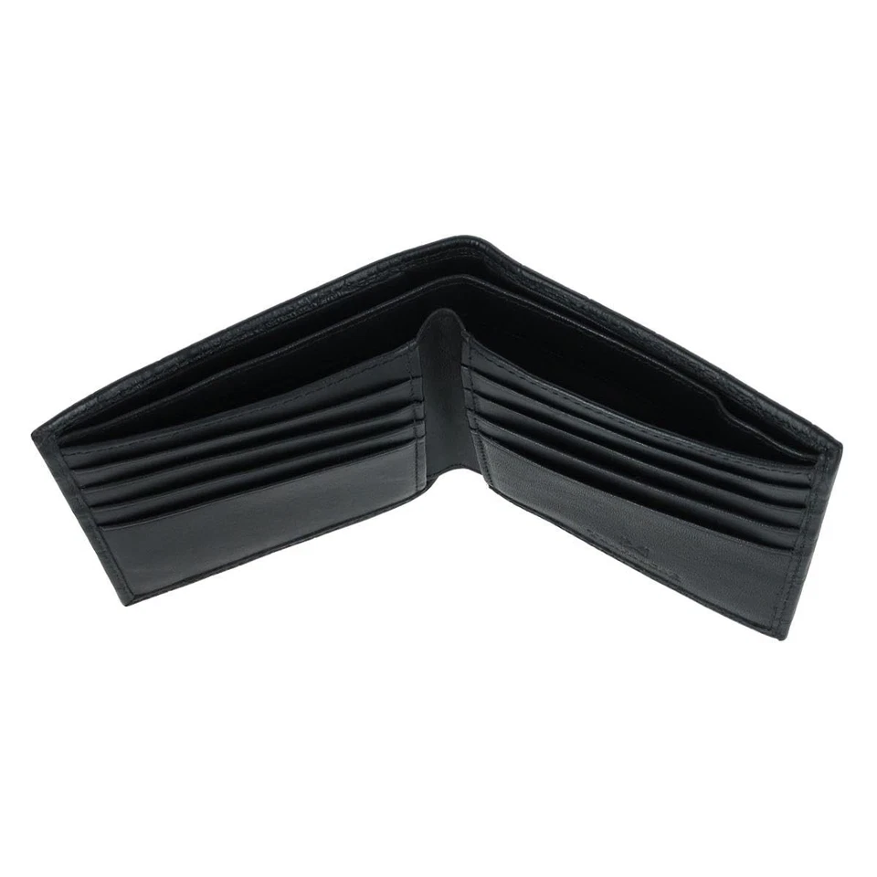 Cartera de hombre Esteban Croco cuero en relieve 8 ranuras doble pliegue, negra Foto 4 de 4