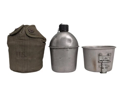 WW2 US Army Canteen Cup & Cover - Dated 1943 & 1945 - WWII Vintage Military