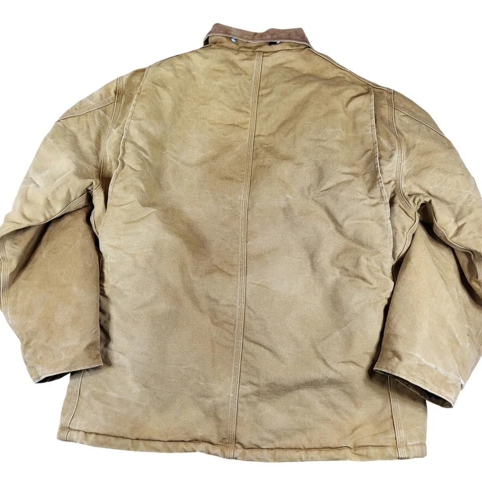 Vtg Carhartt Mens C03-BRN Chore Coat Canvas Quilted Lined Barn Coat Size 46 Read - Image 2 of 4