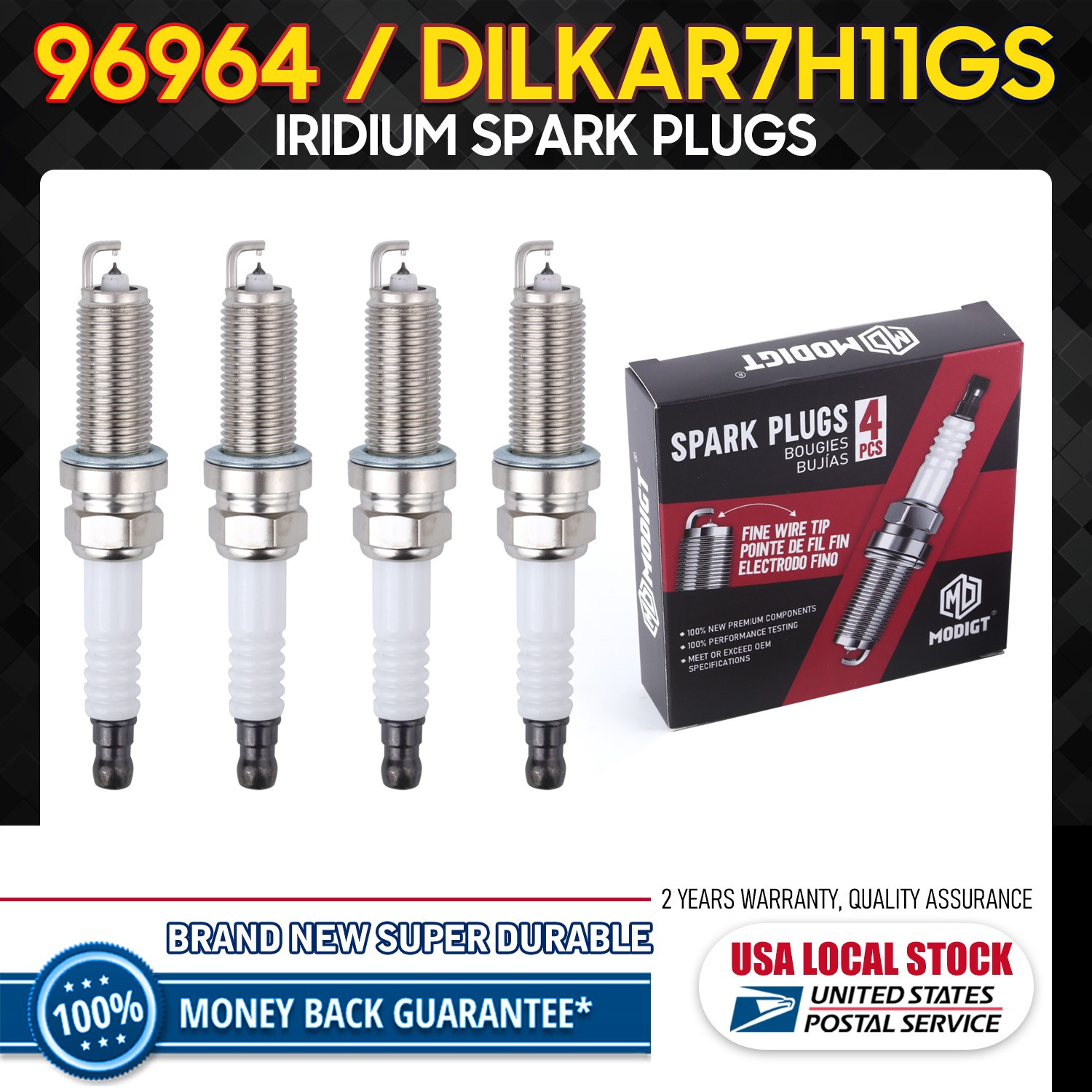 For NGK 96964 4Pcs Iridium Spark Plugs DILKAR7G11GS OEM High Quality For Acura
