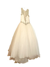 MORILEE VALENCIA Jeweled Beading Quinceañera, Ball Gown, Wedding Dress White S10