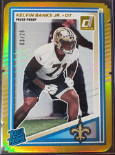 Kelvin Banks 2025 Panini Donruss Gold Die Cut /25 Rated Rookie Saints RC
