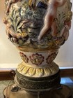 Vintage 35" CAPODIMONTE PAINTED PORCELAIN Table Lamp Italy 18 CHERUBS Amazing — photo 4