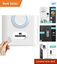 Sleek Matte White No Soliciting Stickers - 3 Weatherproof Signs Included