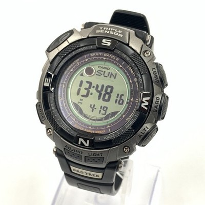 Casio Pro Trek PRW-1500TJ Solar Radio Watch Black Used
