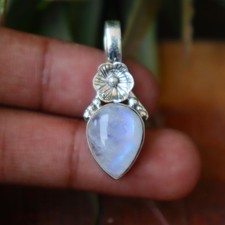 Natural Moonstone Pendant, Flower Design June Birthstone, Gemstone Pendant 92