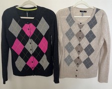 Apt. 9 100 Cashmere Argyle Cardigan M Choose Color