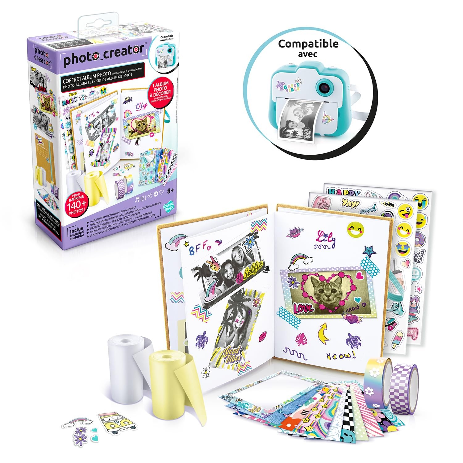 Canal Toys Set of Instant Printing Album with 2 Rolls of Paper, 2 Sheets of Stic