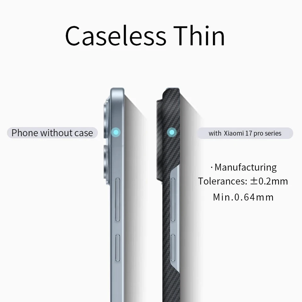 Funda rígida delgada magnética de fibra de carbono de aramida genuina para Xiaomi 17 Pro Max Foto 2 de 4