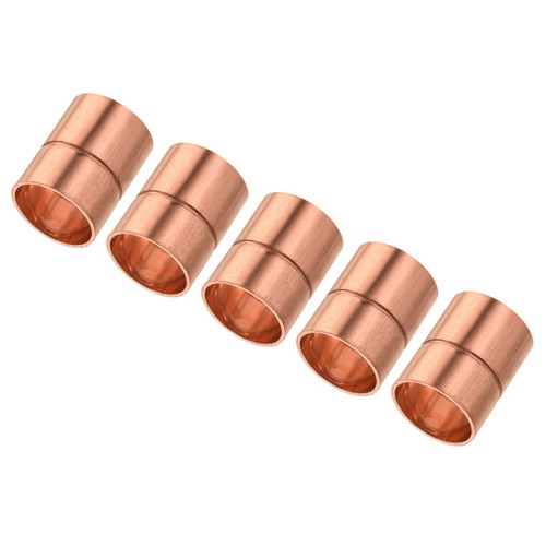 5pcs Straight Copper Coupling Fittings 1/2 Inch ID Welding Joint for HVAC Air